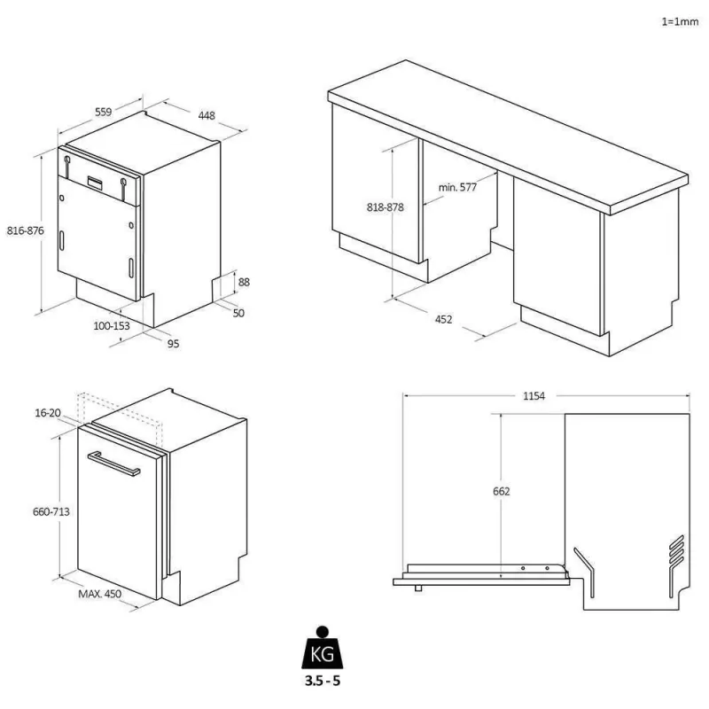 Candy Brava CDIH 2T1047 Fully built-in 10 place settings