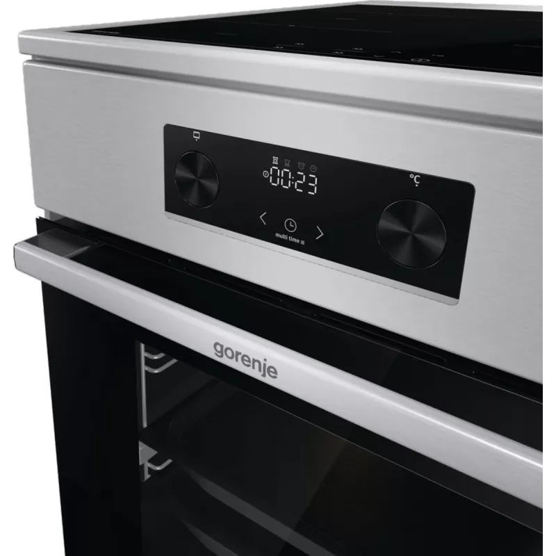 Gorenje 740742 cooker Freestanding cooker Electric Zone induction hob Black, Stainless steel
