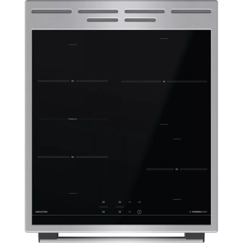 Gorenje 740742 cooker Freestanding cooker Electric Zone induction hob Black, Stainless steel