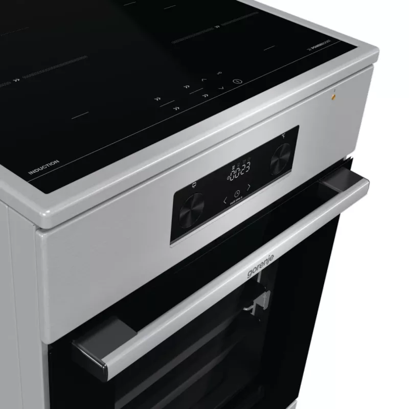 Gorenje 740742 cooker Freestanding cooker Electric Zone induction hob Black, Stainless steel