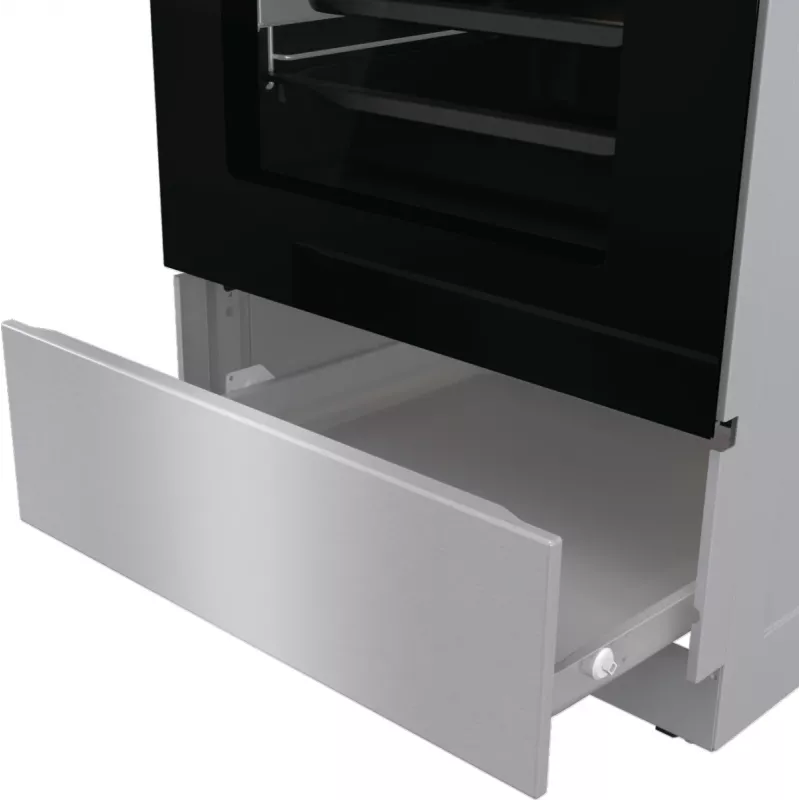 Gorenje 740742 cooker Freestanding cooker Electric Zone induction hob Black, Stainless steel