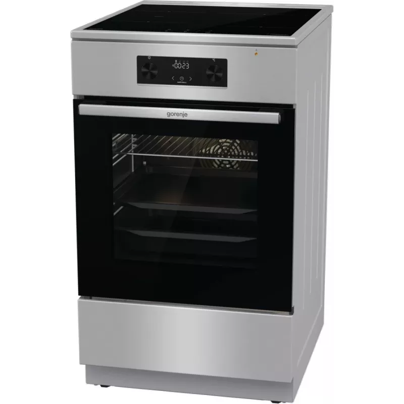 Gorenje 740742 cooker Freestanding cooker Electric Zone induction hob Black, Stainless steel