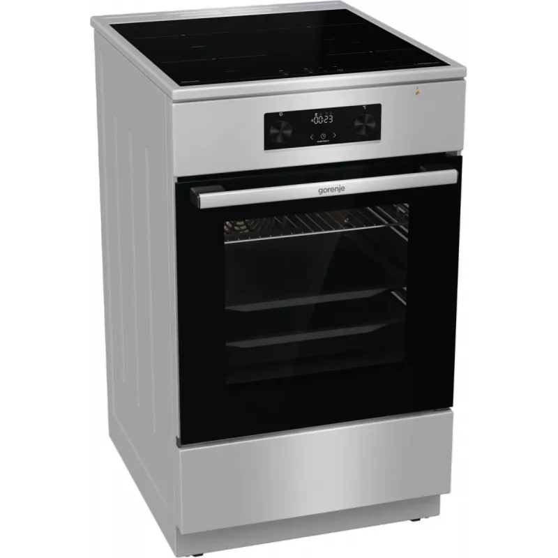 Gorenje 740742 cooker Freestanding cooker Electric Zone induction hob Black, Stainless steel