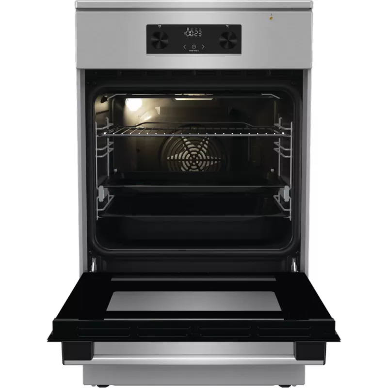 Gorenje 740742 cooker Freestanding cooker Electric Zone induction hob Black, Stainless steel