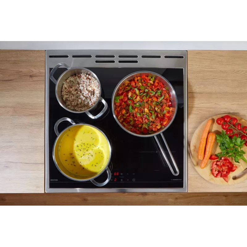 Gorenje 740742 cooker Freestanding cooker Electric Zone induction hob Black, Stainless steel