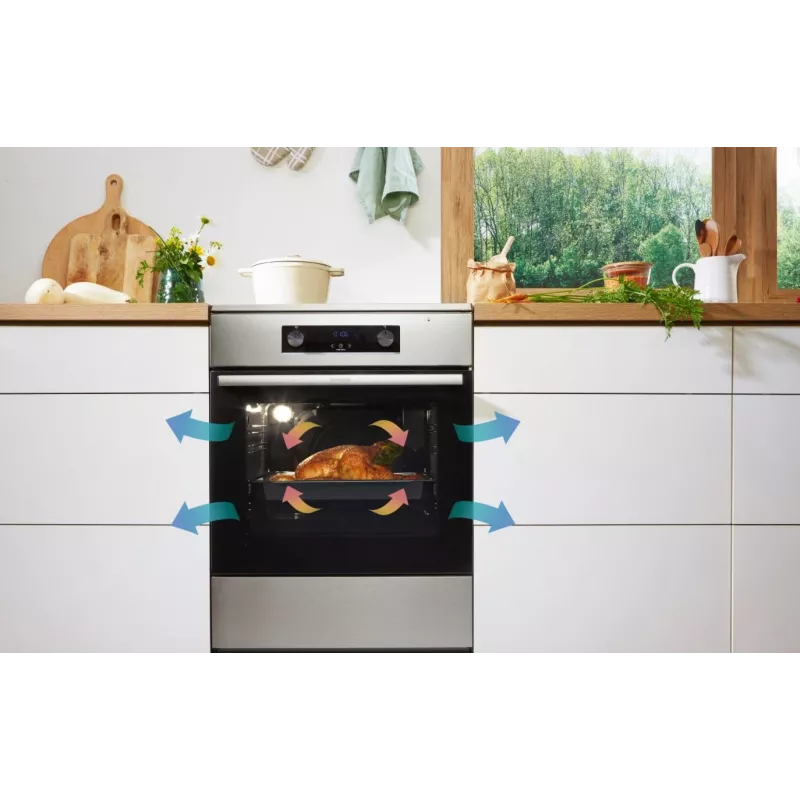 Gorenje 740742 cooker Freestanding cooker Electric Zone induction hob Black, Stainless steel