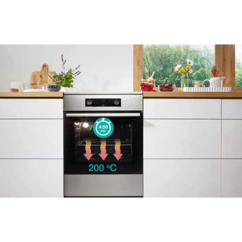 Gorenje 740742 cooker Freestanding cooker Electric Zone induction hob Black, Stainless steel