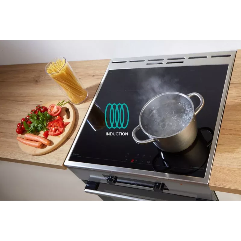 Gorenje 740742 cooker Freestanding cooker Electric Zone induction hob Black, Stainless steel