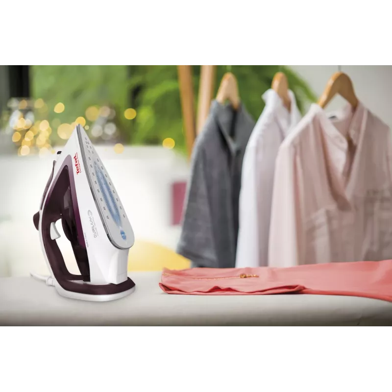 Tefal EasyGliss Plus FV5714 iron Dry & Steam iron Durilium soleplate 2400 W Bordeaux, White