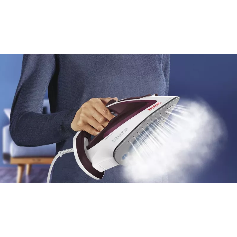 Tefal EasyGliss Plus FV5714 iron Dry & Steam iron Durilium soleplate 2400 W Bordeaux, White
