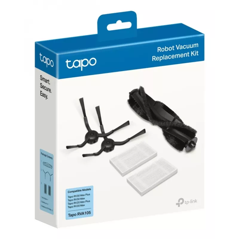 TP-Link Tapo Robot Vacuum Replacement Kit, Accessory kit, Robot vacuum, Black, White, Tapo RV30 Max Plus, Tapo RV30 Max, Tapo RV20 Max Plus, Tapo RV20 Max, Hanging box, 183 mm