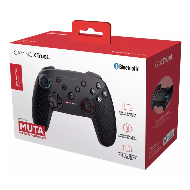 Trust GXT 1246 MUTA Black Bluetooth Gamepad Analogue / Digital Nintendo Switch, Nintendo Switch Lite, Nintendo Switch OLED