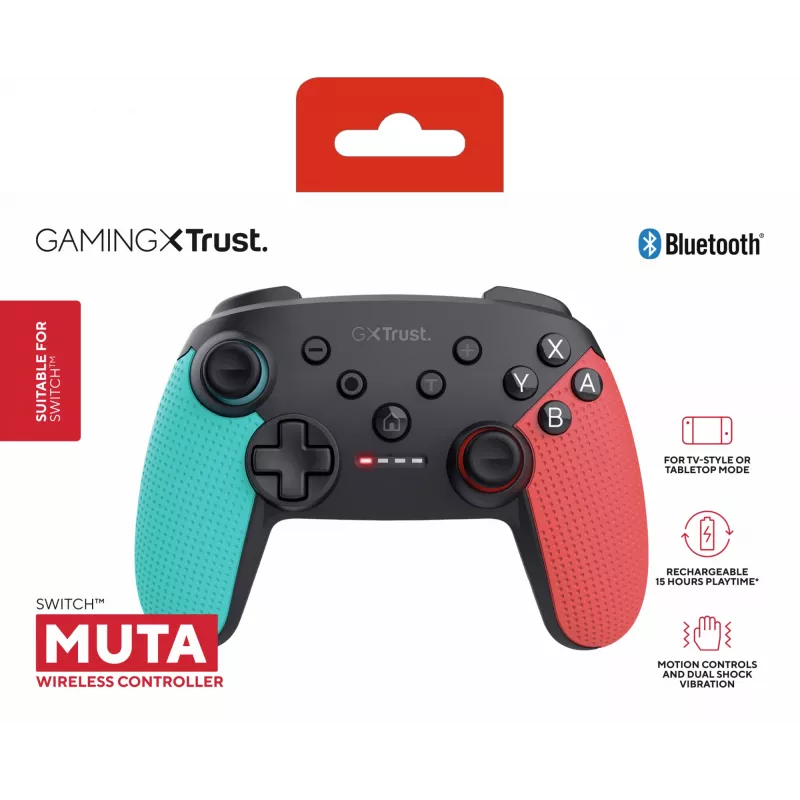 Trust GXT 1246B Muta Black, Blue, Red Bluetooth Gamepad Nintendo Switch, Nintendo Switch Lite