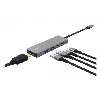 USB Type-C hub TRUST 26062 — HDMI + USB 3.2 Gen 1 Type-A & Type-C, Grey, 5 ports
