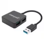Manhattan USB-A 4-Port Hub, 4x USB-A Ports, 5 Gbps (USB 3.2 Gen1 aka USB 3.0), USB powered (no external power supply required). Fast charging: 1 port up to 0.9 A; charging on 4 ports requires external power supply (not included), Equivalent to ST4300MINU3B