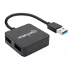 Manhattan USB-A 4-Port Hub, 4x USB-A Ports, 5 Gbps (USB 3.2 Gen1 aka USB 3.0), USB powered (no external power supply required). Fast charging: 1 port up to 0.9 A; charging on 4 ports requires external power supply (not included), Equivalent to ST4300MINU3B