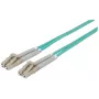 Intellinet Fiber Optic Patch Cable, OM3, LC/LC, 2m, Aqua, Duplex, Multimode, 50/125 µm, LSZH, Fibre, Lifetime Warranty
