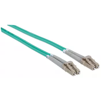 Intellinet Fiber Optic Patch Cable, OM3, LC/LC, 2m, Aqua, Duplex, Multimode, 50/125 µm, LSZH, Fibre, Lifetime Warranty