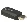 Manhattan USB-A Sound Adapter, USB-A to 3.5mm Mic-in and Audio-Out ports, 480 Mbps (USB 2.0), supports 3D and virtual 5.1 surround sound, Hi-Speed USB, Black, Three Year Warranty