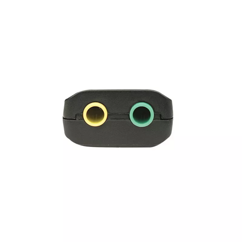 Manhattan USB-A Sound Adapter, USB-A to 3.5mm Mic-in and Audio-Out ports, 480 Mbps (USB 2.0), supports 3D and virtual 5.1 surround sound, Hi-Speed USB, Black, Three Year Warranty