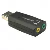 Manhattan USB-A Sound Adapter, USB-A to 3.5mm Mic-in and Audio-Out ports, 480 Mbps (USB 2.0), supports 3D and virtual 5.1 surround sound, Hi-Speed USB, Black, Three Year Warranty