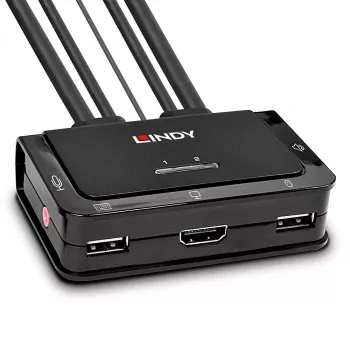 Lindy 2 Port HDMI 4K30, USB 2.0 and Audio Cable KVM Switch, 1920 x 1080 pixels, Black