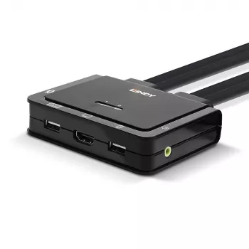 Lindy 2 Port HDMI 4K30, USB 2.0 and Audio Cable KVM Switch, 1920 x 1080 pixels, Black