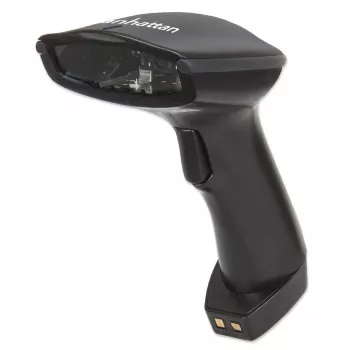 Manhattan Wireless Linear Handheld CCD Barcode Scanner, Bluetooth, 500mm Scan Depth, up to 80m effective range (line of sight), Max Ambient Light 100,000 lux (sunlight), EU/US/UK/AU interchangeable plug, Black, Three Year Warranty