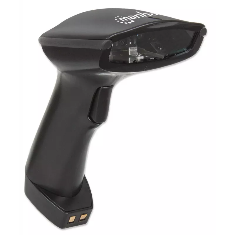 Manhattan Wireless Linear Handheld CCD Barcode Scanner, Bluetooth, 500mm Scan Depth, up to 80m effective range (line of sight), Max Ambient Light 100,000 lux (sunlight), EU/US/UK/AU interchangeable plug, Black, Three Year Warranty