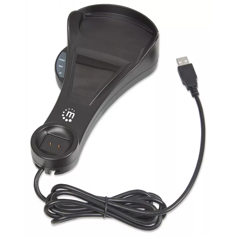 Manhattan Wireless Linear Handheld CCD Barcode Scanner, Bluetooth, 500mm Scan Depth, up to 80m effective range (line of sight), Max Ambient Light 100,000 lux (sunlight), EU/US/UK/AU interchangeable plug, Black, Three Year Warranty