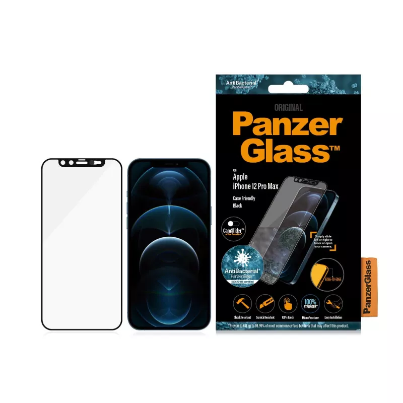 PanzerGlass ® CamSlider® Screen Protector iPhone 12 Pro Max | Edge-to-Edge