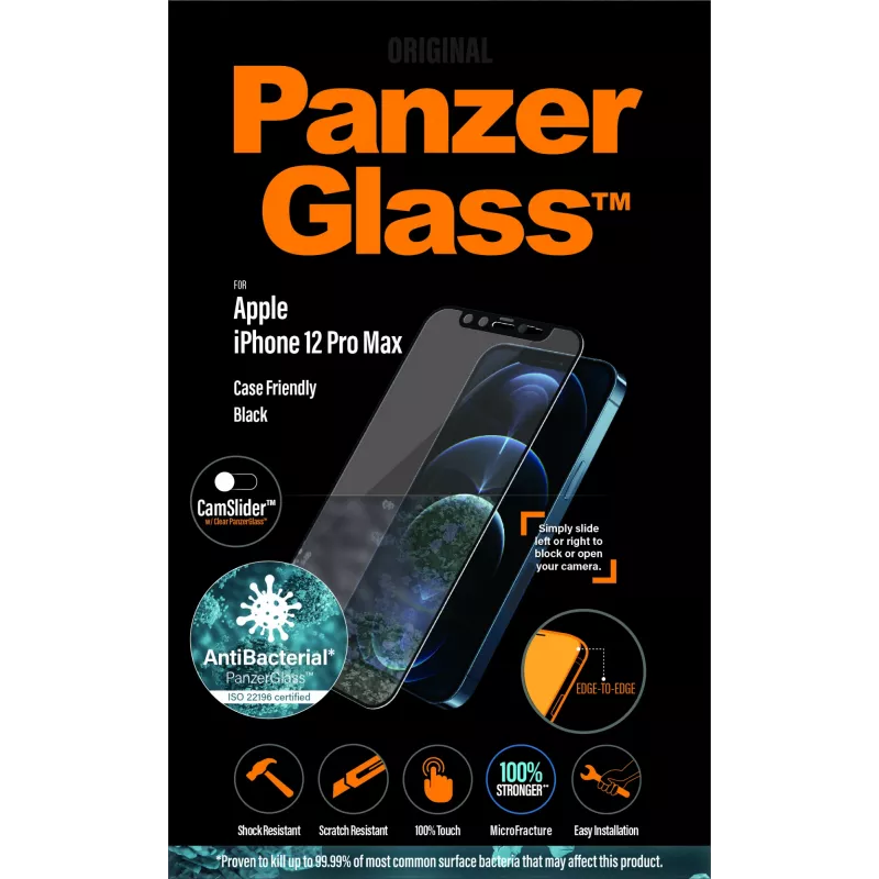 PanzerGlass ® CamSlider® Screen Protector iPhone 12 Pro Max | Edge-to-Edge