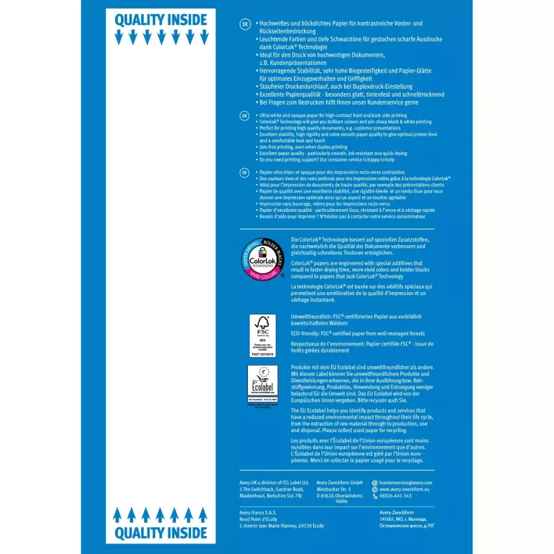 Printing Paper A4 Avery Bright White Inkjet 500 Sheets