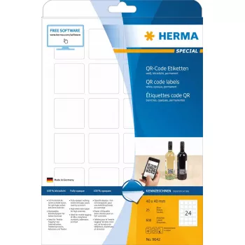 QR code labels HERMA 9642 A4 40x40 mm square white paper
