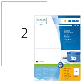 Self-adhesive printer label HERMA Labels Premium A4 210x148 mm