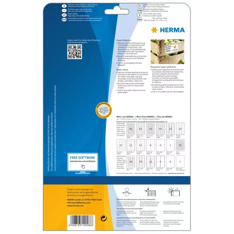 Self-adhesive printer label HERMA 10908