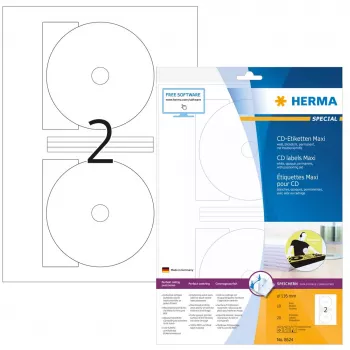 Self-adhesive printer label HERMA CD labels Maxi A4 Ø 116 mm