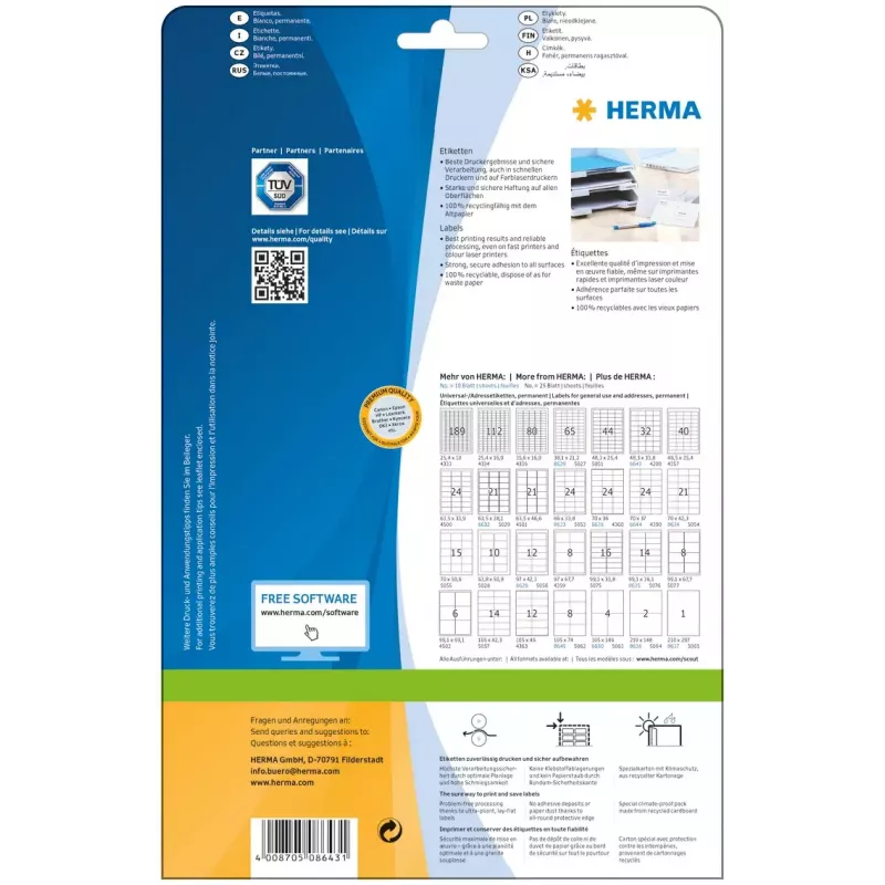 Self-adhesive label HERMA 8643 Rectangle Permanent White