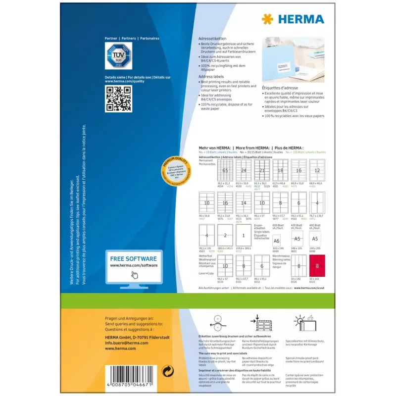 Address labels Premium HERMA A4 96x50.8 mm 1000 pcs