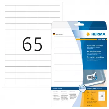 Self-adhesive printer label HERMA 1625 pcs A4 38.1x21.2 mm