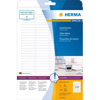 Slide labels HERMA A4 43.2x8.5 mm white paper matt 3200 pcs