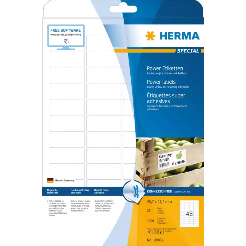 Self-adhesive printer label HERMA Labels A4 45.7x21.2 mm