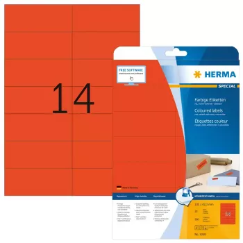 Self-adhesive printer label HERMA Coloured labels A4 105x42.3 mm red