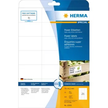 Self-adhesive printer label HERMA Labels A4 70x42,3 mm
