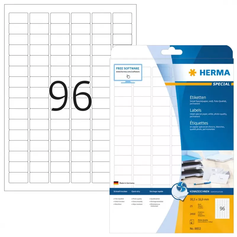 Inkjet labels HERMA A4 30.5x16.9 mm 2400 pcs