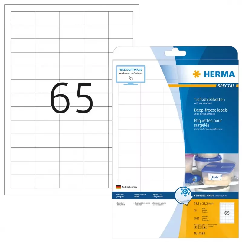 Self-adhesive printer label HERMA Deep-freeze labels A4 1625 pcs
