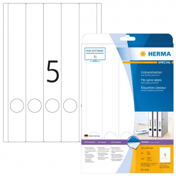 File labels HERMA A4 38x297 mm white paper matt opaque 125 pcs