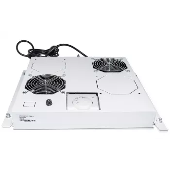 Intellinet 2-Fan Ventilation Unit for 19 inch Racks, Roof Mount, with Thermostat, Grey