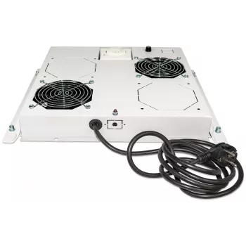Intellinet 2-Fan Ventilation Unit for 19 inch Racks, Roof Mount, with Thermostat, Grey