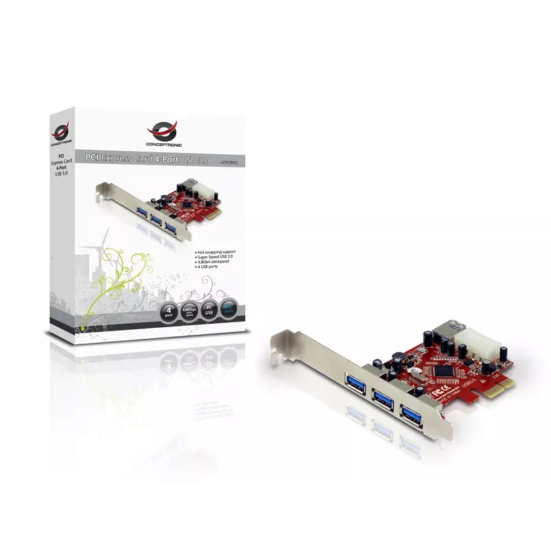 PCI Express Card Conceptronic C4USB3EXI 4-Port USB 3.0